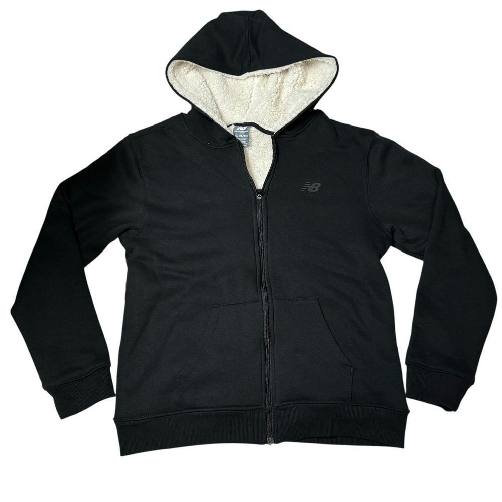 New Balance Big Boys Fleece Lined Jacket Full Zip Black Hoodie Sz XL(18-20)